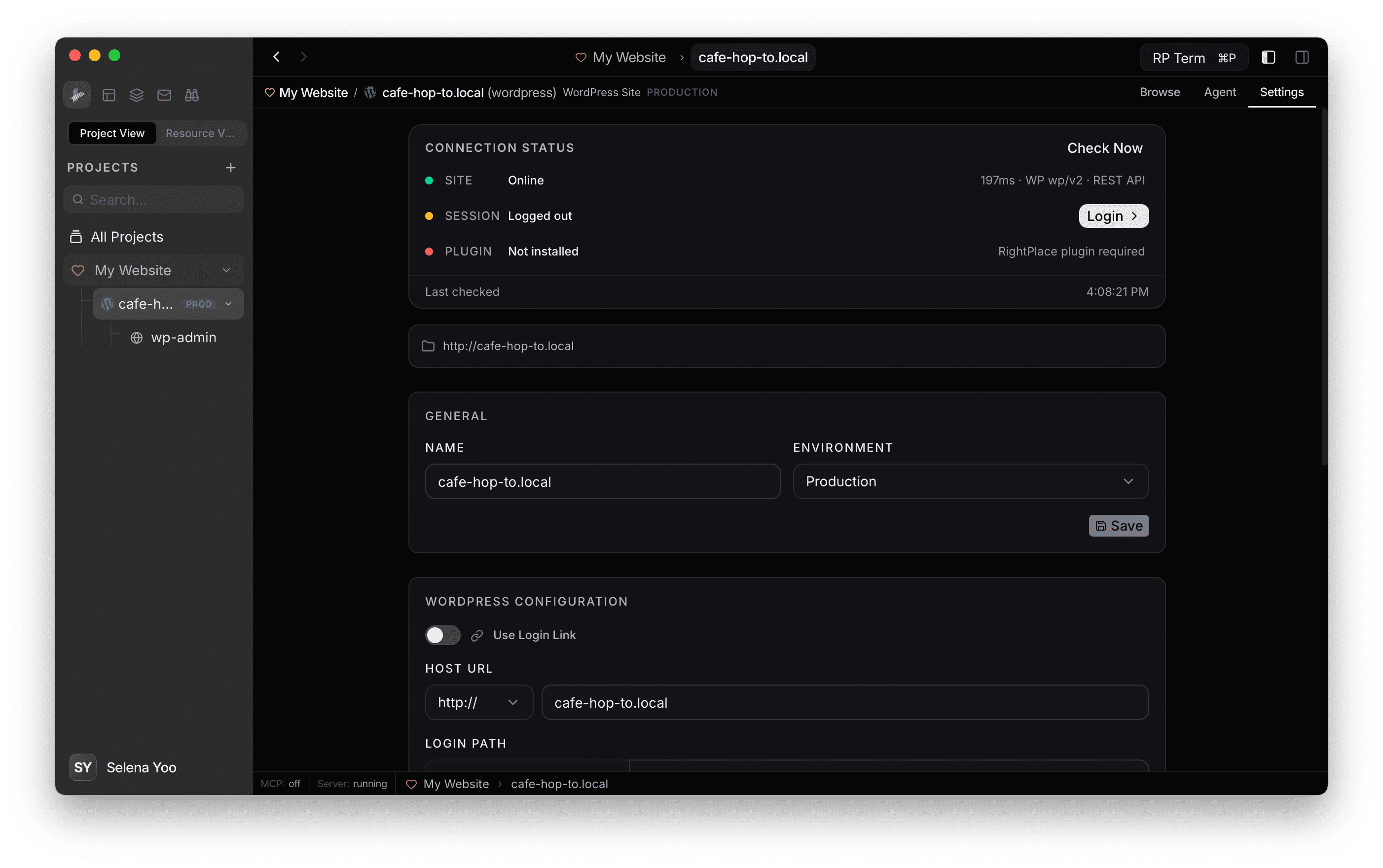 Connection status card
