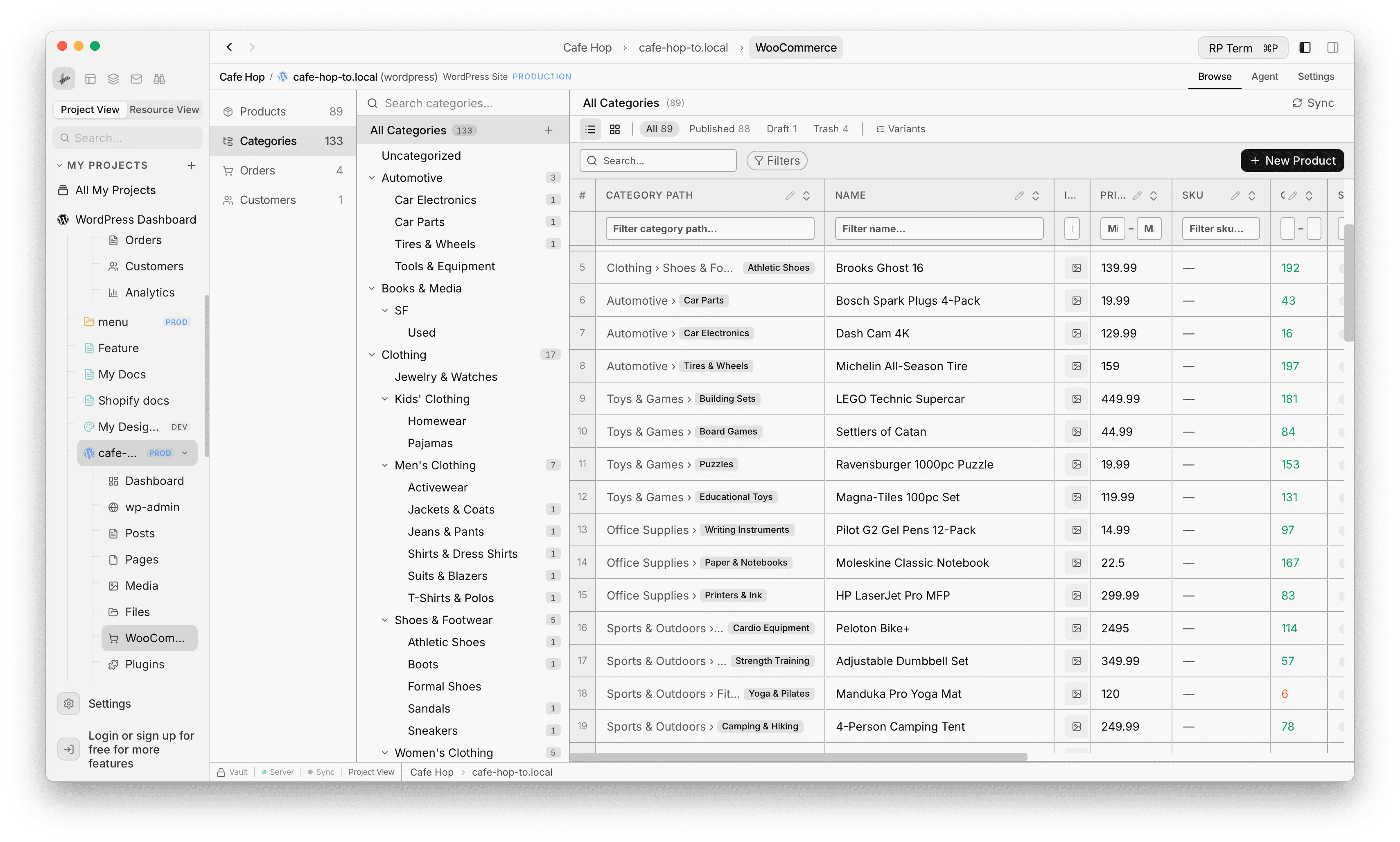 WooCommerce Categories tree beside the product table