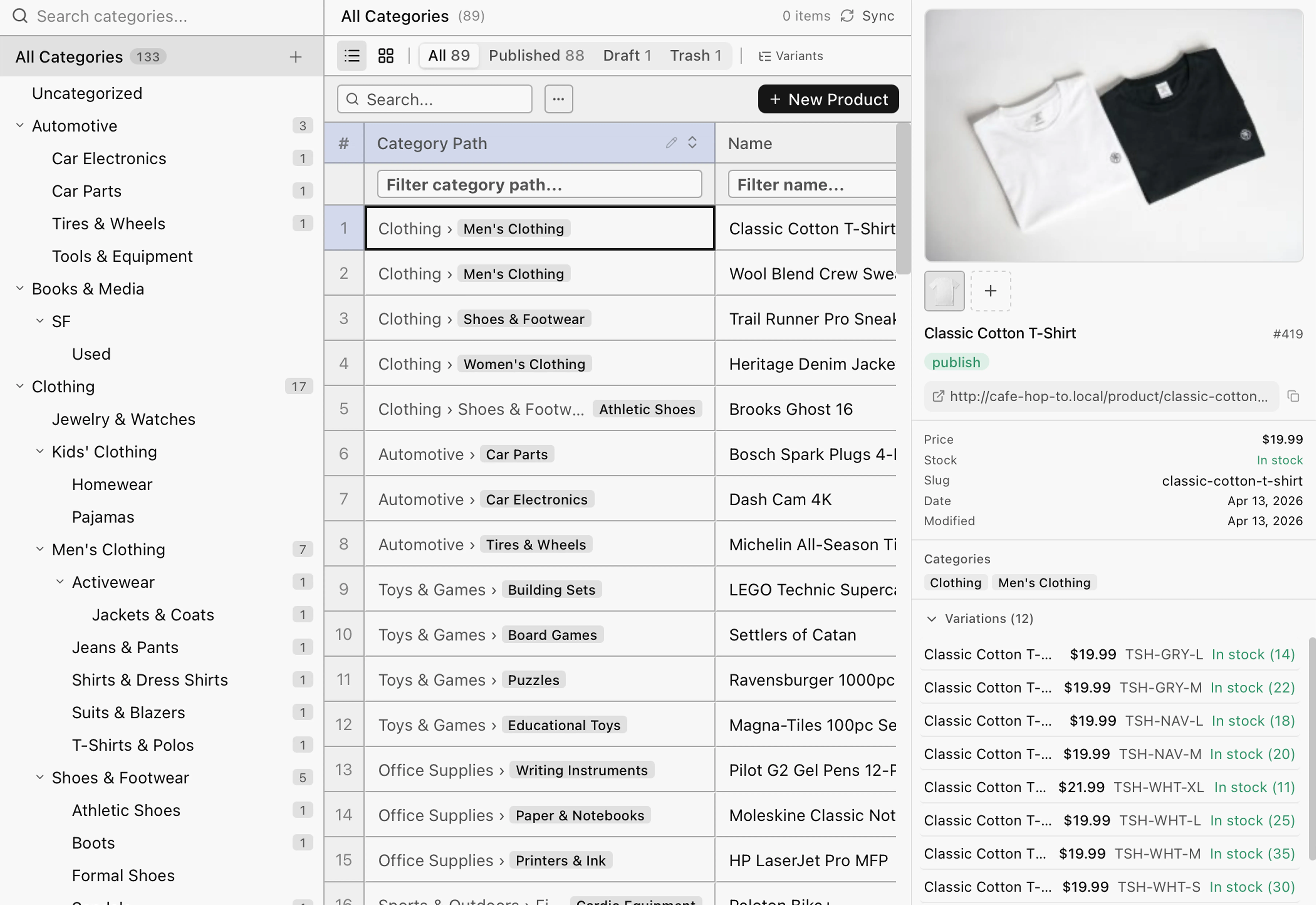 WooCommerce built in
